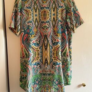 Glam dress Green and Blue Ornamental Print